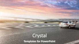  Presentation with road injuries - Amazing PPT theme having road and sky in airport backdrop and a gray colored foreground