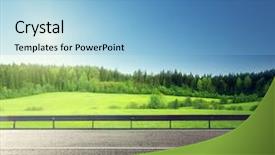  Presentation with hill road - Audience pleasing presentation theme consisting of road and spring grass backdrop and a light blue colored foreground