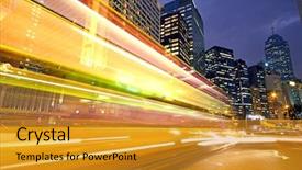  Presentation with transportation smart traffic - Slide set enhanced with road and traffic in downtown background and a gold colored foreground