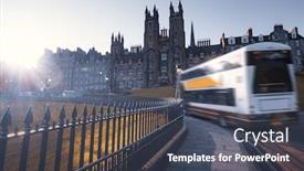  Presentation with scotland - Amazing presentation theme having road-and-university-of-edinburgh backdrop and a ocean colored foreground