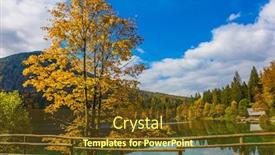  Presentation with cultural - Presentation theme featuring road-around-the-lake-lago background and a tawny brown colored foreground