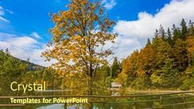  Presentation with green lake - PPT theme with road-around-the-lake-lago background and a tawny brown colored foreground