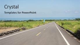  Presentation with farm - Beautiful PPT theme featuring road at green paddy farm backdrop and a light blue colored foreground