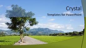  Presentation with green agriculture farm - PPT theme consisting of road at green paddy farm background and a light blue colored foreground