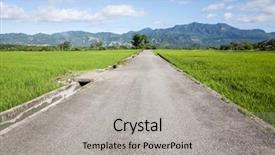  Presentation with farm - PPT theme having road at green paddy farm background and a light gray colored foreground