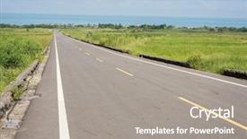  Presentation with green agriculture farm - PPT theme consisting of road at green paddy farm background and a gray colored foreground
