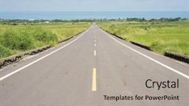  Presentation with green agriculture farm - Colorful PPT theme enhanced with road at green paddy farm backdrop and a light gray colored foreground