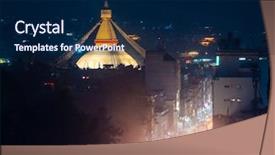  Presentation with stupa - Slides having road at night in nepal background and a navy blue colored foreground