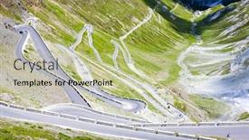  Presentation with road - Audience pleasing PPT theme consisting of road-at-passo-dello-stelvio backdrop and a  colored foreground