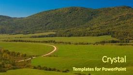  Presentation with road bike in mountains - PPT theme consisting of road at the altay mountains background and a tawny brown colored foreground