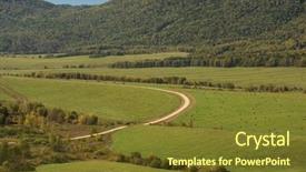  Presentation with landon the mountain road - Beautiful slide set featuring road at the mountains horisontal backdrop and a tawny brown colored foreground