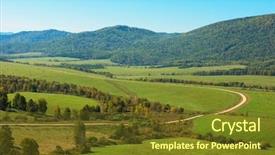  Presentation with mountains - Slide set with road at the mountains horisontal background and a  colored foreground