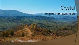  Presentation with mountains - PPT theme with road at the mountains horisontal background and a  colored foreground