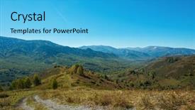  Presentation with mountains - Colorful PPT theme enhanced with road at the mountains horisontal backdrop and a  colored foreground