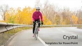  Presentation with healthy lifestyle - PPT layouts consisting of road bicycle on the highway background and a light gray colored foreground
