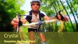  Presentation with road bike - Presentation design having road-bike-male-cyclist-riding background and a tawny brown colored foreground