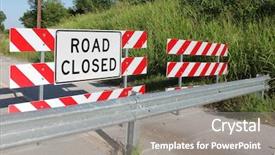  Presentation with road safety children - PPT layouts consisting of road block background and a gray colored foreground