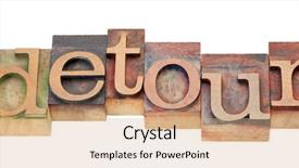  Presentation with road detour - Amazing PPT theme having road blocks - detour - isolated word backdrop and a  colored foreground