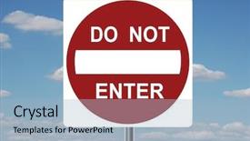  Presentation with traffic road - PPT theme featuring road blocks - do not enter traffic sign background and a light blue colored foreground