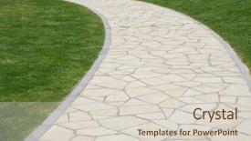  Presentation with park - Beautiful PPT theme featuring road blocks - park sidewalk backdrop and a lemonade colored foreground