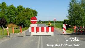  Presentation with blocked - Colorful presentation enhanced with road blocks - road is blocked backdrop and a gray colored foreground