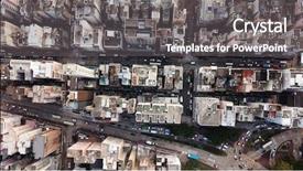 Presentation with view of hong kong - Colorful presentation theme enhanced with road blocks - top view of building block backdrop and a gray colored foreground