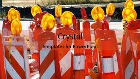  Presentation with traffic road - PPT theme featuring road blocks - traffic cones background and a red colored foreground