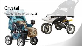  Presentation with under ground cable - Amazing PPT theme having road buggy - two perambulators under the white backdrop and a  colored foreground