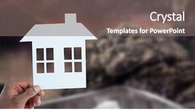  Presentation with house - Slide deck having road by rock with graph background and a  colored foreground