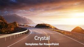  Presentation with norway - Colorful slides enhanced with road by the sea backdrop and a tawny brown colored foreground