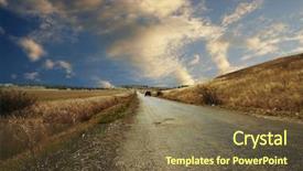  Presentation with clouds - Colorful presentation theme enhanced with road car and sunset clouds backdrop and a tawny brown colored foreground