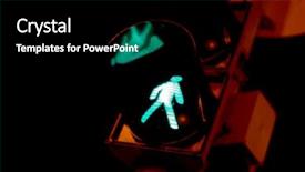  Presentation with green traffic light - PPT theme enhanced with road close - green traffic light for pedestrians background and a black colored foreground