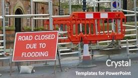  Presentation with pedestrian crossing - Beautiful PPT theme featuring road close sign in front backdrop and a gray colored foreground