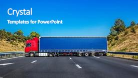  Presentation with truck accident - PPT layouts with road closed by big truck background and a gray colored foreground