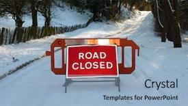  Presentation with traffic road - Beautiful slides featuring road closed sign bars traffic backdrop and a light blue colored foreground