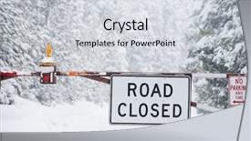  Presentation with closed - Presentation theme featuring road closed sign blocking dangerous background and a light gray colored foreground