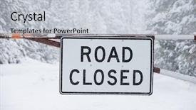  Presentation with closed - Presentation enhanced with road closed sign blocking dangerous background and a  colored foreground