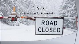  Presentation with closed - Presentation theme enhanced with road closed sign blocking dangerous background and a  colored foreground
