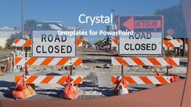  Presentation with road repair - Amazing slide set having road closed sign on street backdrop and a teal colored foreground