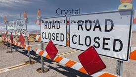  Presentation with road signs - Audience pleasing slides consisting of road-closed-signs-blocking-remote backdrop and a ocean colored foreground