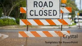 Presentation with road detour - Beautiful slide deck featuring road closed signs detour traffic backdrop and a coral colored foreground