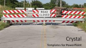  Presentation with road safety education - Slide set with road closed background and a light gray colored foreground