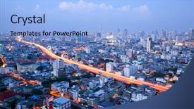  Presentation with bangkok - PPT layouts with road congestion - aerial view of bangkok highway background and a light blue colored foreground