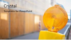  Presentation with road construction - Presentation theme featuring road construction concept orange reflector background and a soft green colored foreground