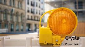  Presentation with road construction - Cool new presentation theme with road construction concept orange reflector backdrop and a gold colored foreground