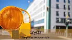  Presentation with road construction - Colorful PPT theme enhanced with road construction concept orange reflector backdrop and a gold colored foreground