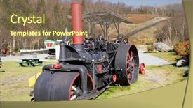  Presentation with steam - Slide set featuring road construction foundation - antique steam roller background and a  colored foreground