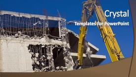  Presentation with destruction - Theme featuring road construction foundation - destruction of concrete wall background and a ocean colored foreground