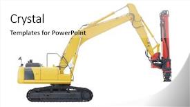  Presentation with road construction - Presentation theme consisting of road construction foundation - machine for drilling holes isolated background and a white colored foreground