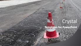  Presentation with road marking - Colorful presentation design enhanced with road-construction-or-repair-laying backdrop and a gray colored foreground